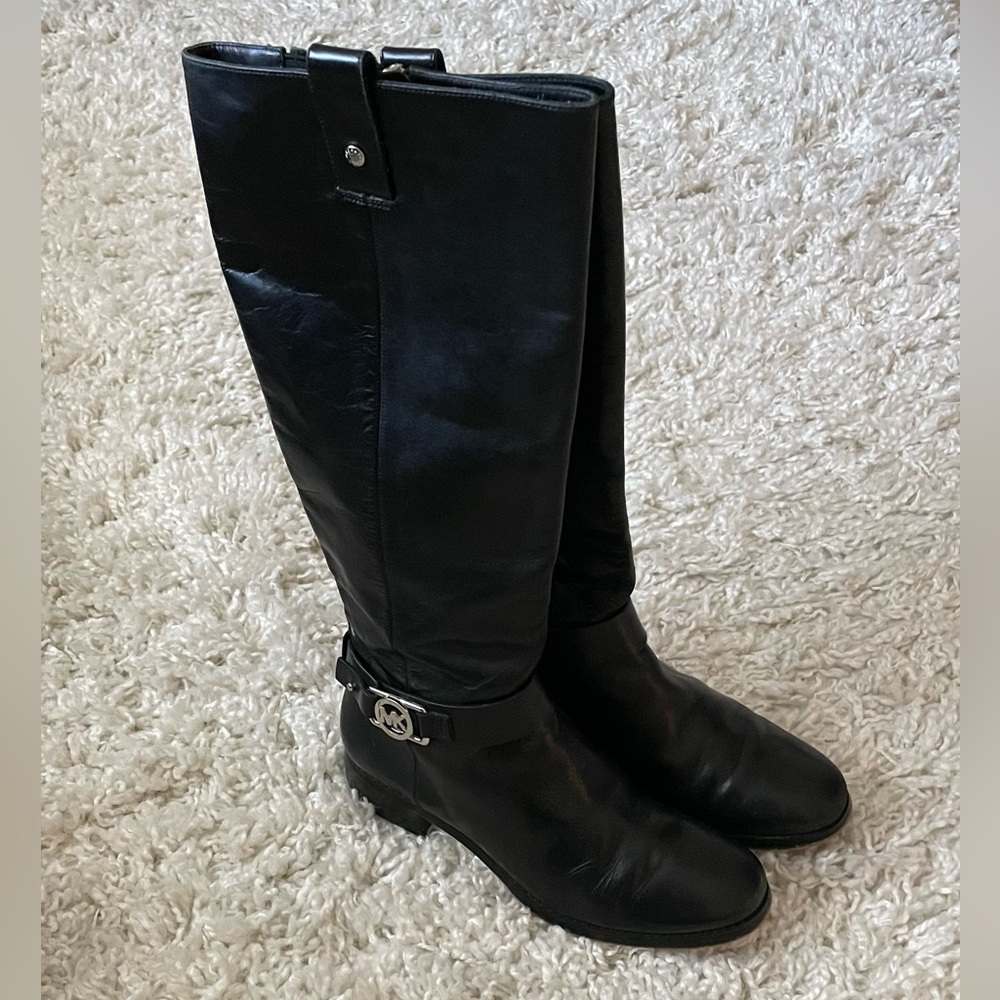 Michael Kors Black Leather Riding Boots
